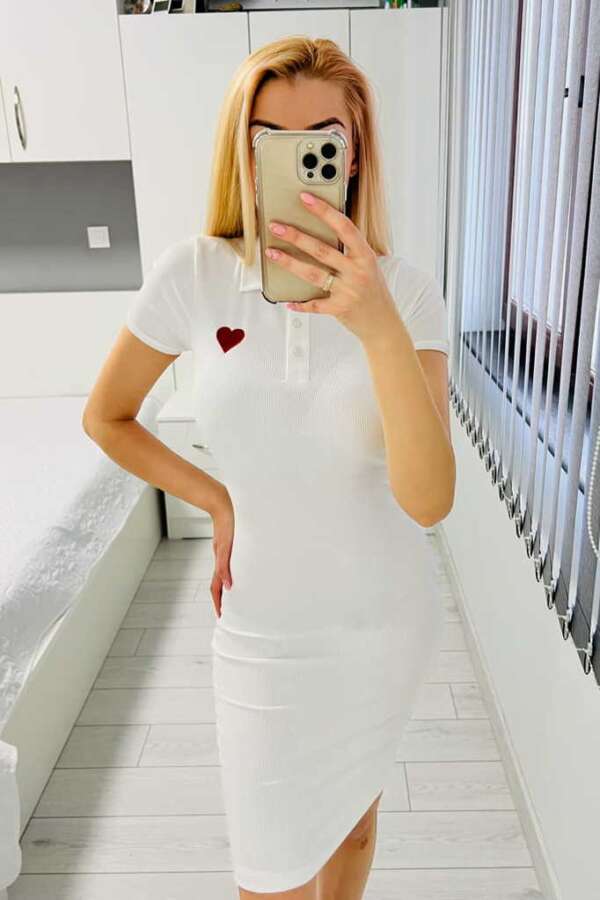 Ежедневна дамска рокля в бяло R953 - Image 2