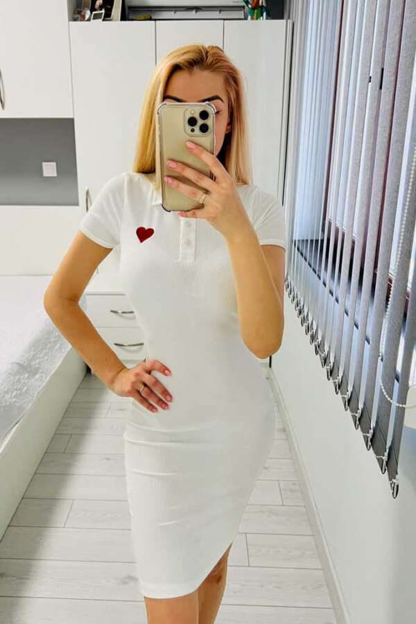 Ежедневна дамска рокля в бяло R953 - Image 3