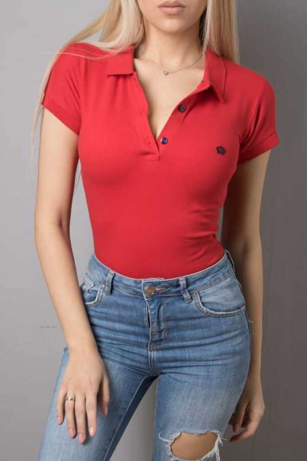 Модерна дамска риза в тъмно червено B315