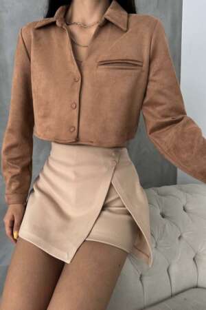 Елегантно дамско сако в кафяво V157