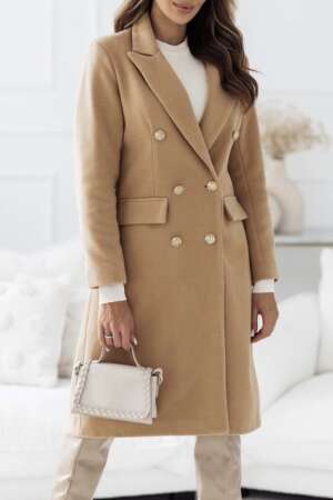 Модерно дамско палто в кафяво V162