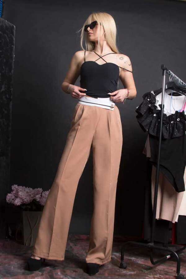 Модерен дамски панталон в кафяво DP159