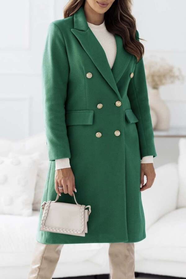 Модерно дамско палто в зелено V163