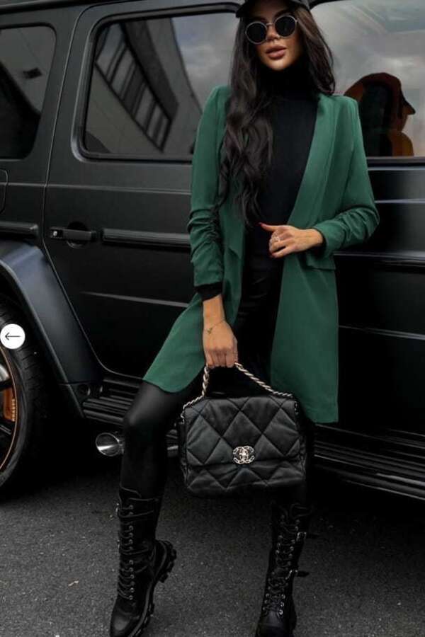 Дамско сако с хастар в зелено V169