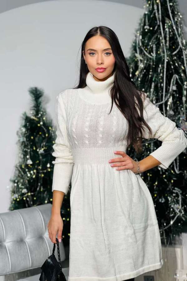 Плетена рокля с поло яка R1161 - Image 5
