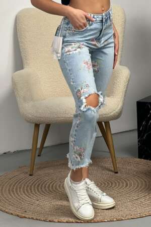 Дънки Mom Fit с висока талия и копчета  DP248