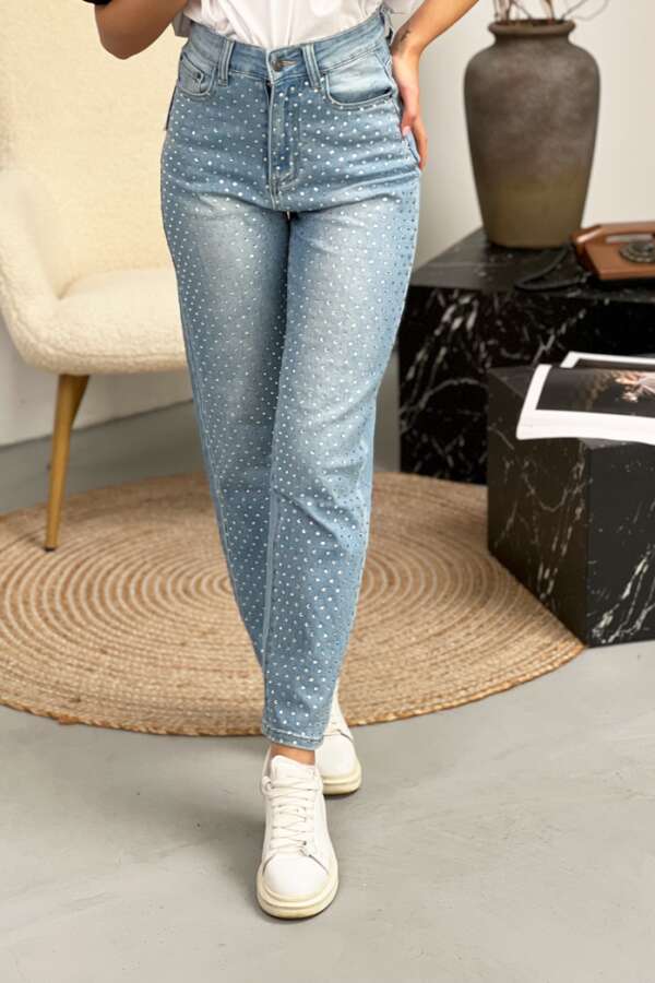 Дънки Mom Fit с висока талия и копчета DP250 - Image 6