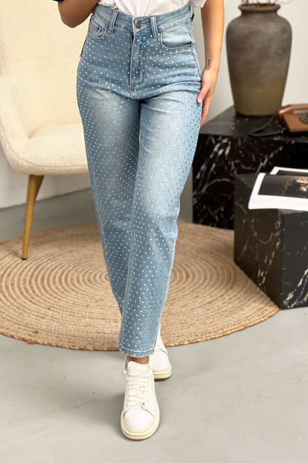 Дънки Mom Fit с висока талия и копчета DP250 - Image 7