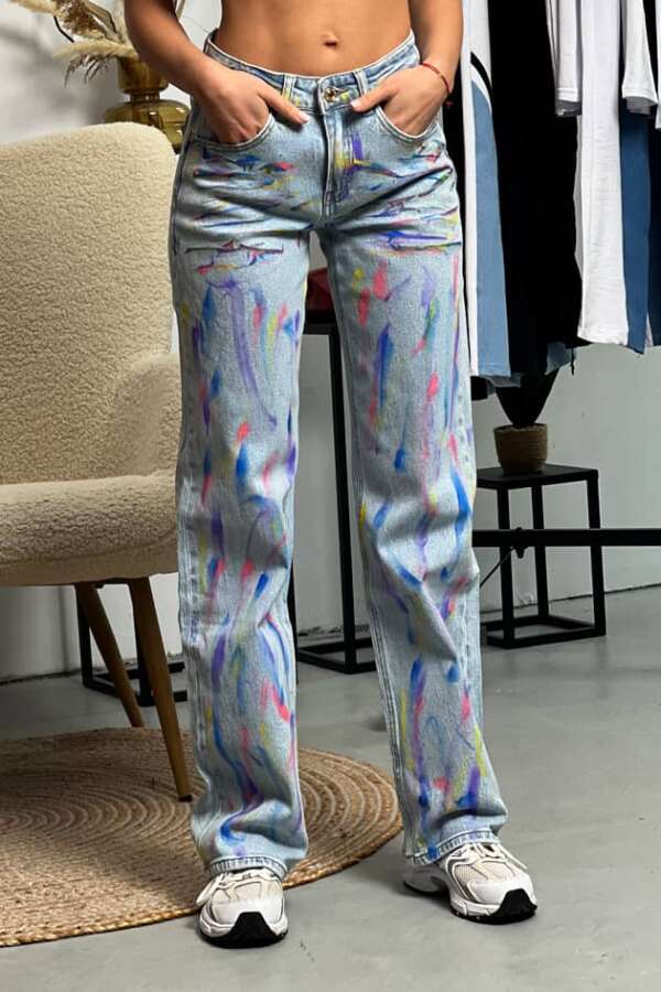 ШИРОКИ ДЪНКИ С ЕФЕКТ "PAINT SPLASH"DP260 - Image 4