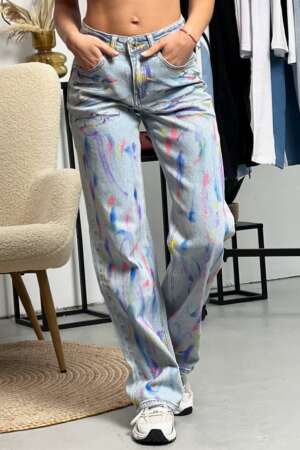 ШИРОКИ ДЪНКИ С ЕФЕКТ "PAINT SPLASH"DP260
