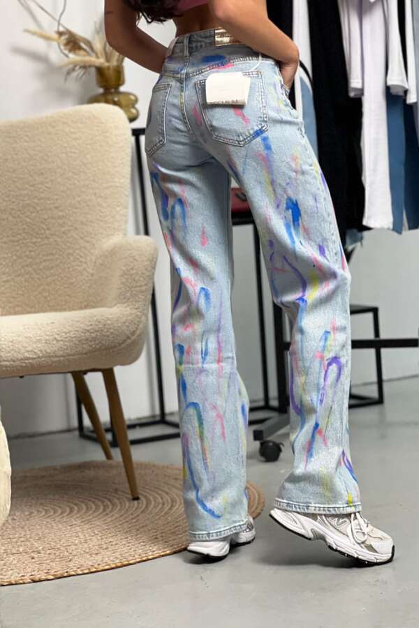 ШИРОКИ ДЪНКИ С ЕФЕКТ "PAINT SPLASH"DP260 - Image 8